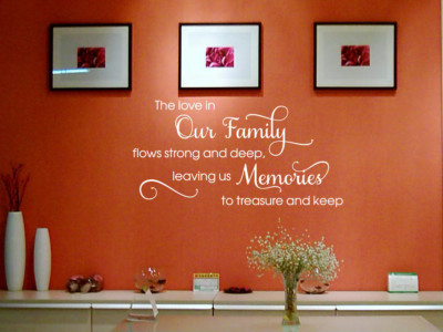 Wandzitat ''Die Liebe in unserer Familie...'' Wandbild Aufkleber, Zitat, Vinyl Transfer.