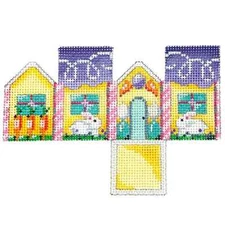 Associated Talents HH-451 Needlepoint Easter Bunny/Carrots Mini Cottage