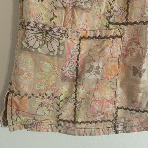 Cherokee Studio Pink Butterfly Square Neck Scrub Top Medical Uniform Small - Picture 2 of 8