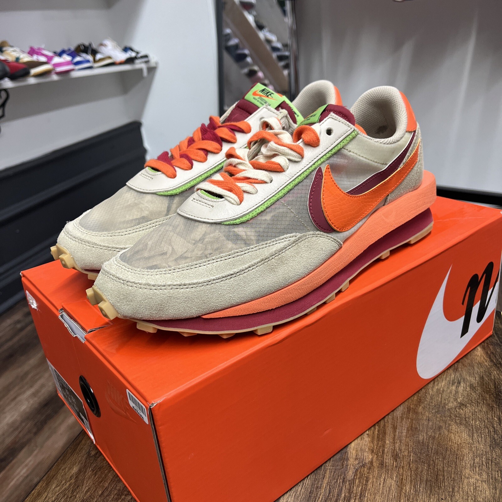SACAI X NIKE Taglia 12 Nike sacai x Clot x LDWaffle Net arancione Blaze