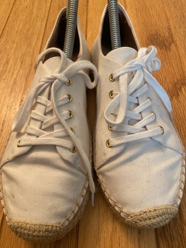 J. Crew, sneaker donna espadrillas in tela bianca stringata taglia 7,5 - Foto 2 di 7