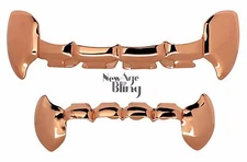 Fang Half Grillz 14k Rose Gold Plated Top & Bottom Slim Teeth Custom Fit