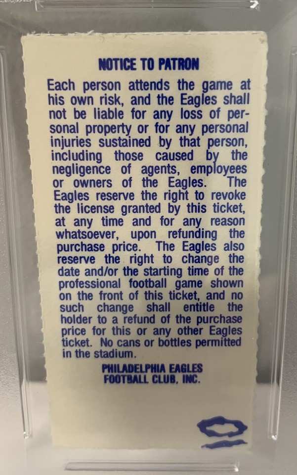 1990 "BODY BAG GAME" Ticket Philadelphia Eagles Buddy Ryan Redskins Game Used eBay