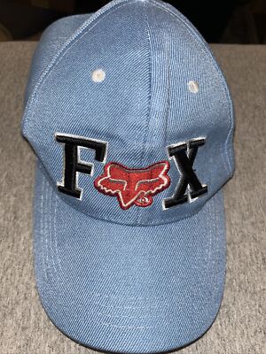 Fox Motorcross Baby blue/ Red Fox Hat / Baseball Cap One Size Adjustable Logo