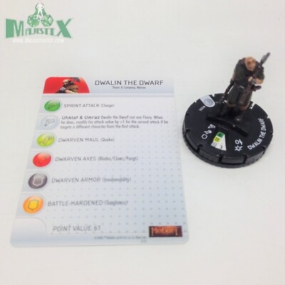 Heroclix The Hobbit: An Unexpected Journey set Dwalin the Dwarf #006 fig w/card!
