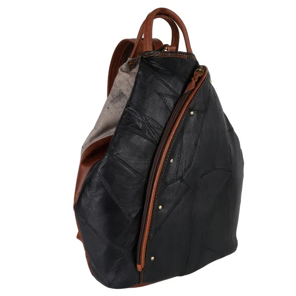 Vaan & Co Parker 100% Upcycled Leather and Cotton Backpack  display picture 3