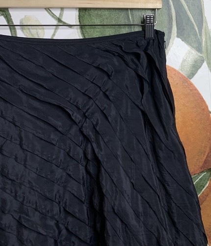 J Jill 10P Petite Black Tiered Silk Blend Side Zip Skirt - Picture 5 of 6