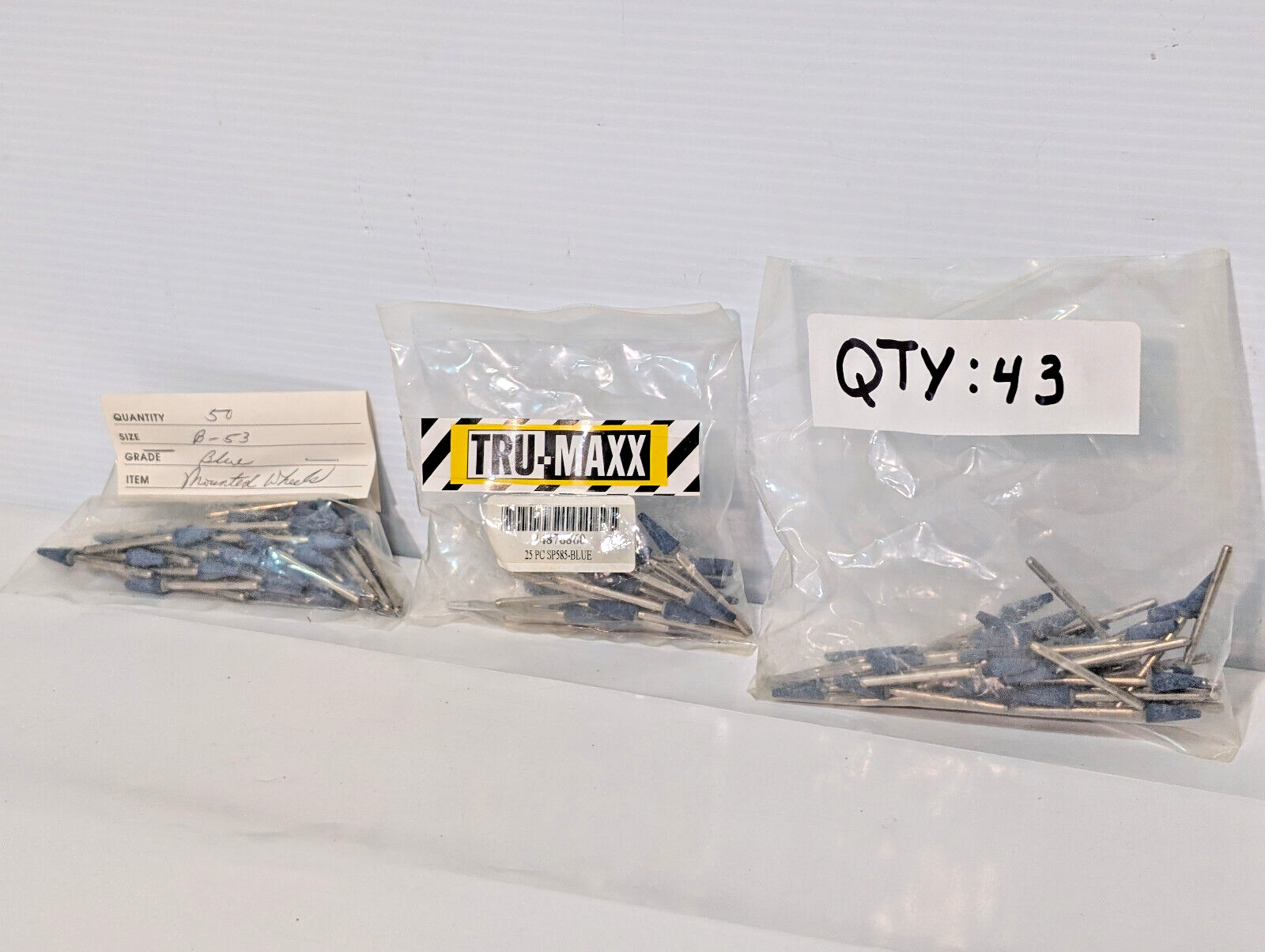 Lot of 100+ Tru-Maxx Blue Metal Grinding Mounted Abrasive Points, SP585, B-53