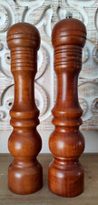 Vintage Tall Wood Salt  Pepper Peppermill Shaker Grinder Taiwan Brown