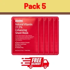 WISHTREND Natural Vitamin 21.5 Enhancing Sheet Mask Calm & Moisturizing 23mL 5x