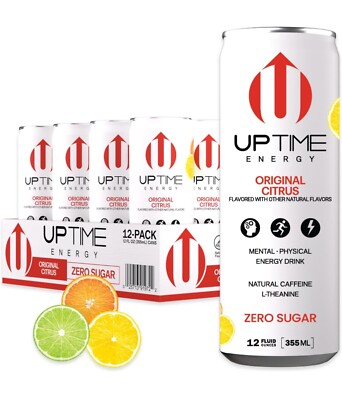 UPTIME   Original Citrus - Zero Sugar (12 Pack), Premium Energy Drink