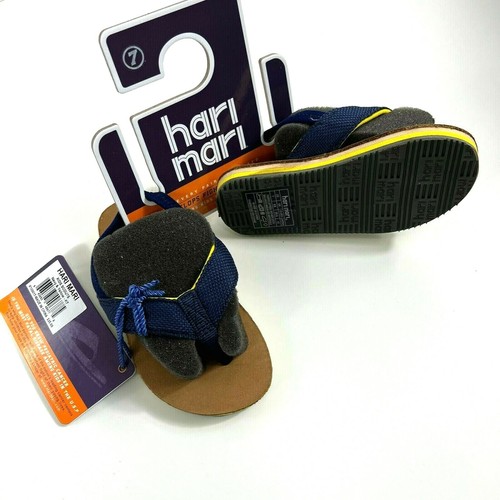 Hari Mari Kid's Scouts Rubber Flip Flops Textile Straps Size 7 Navy Toddler NWT - Picture 4 of 8
