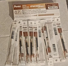 Refill Gel Pen EnerGel LR7-E metal Tip 0.7mm BROWN Ink pack of 12 NEW BOX