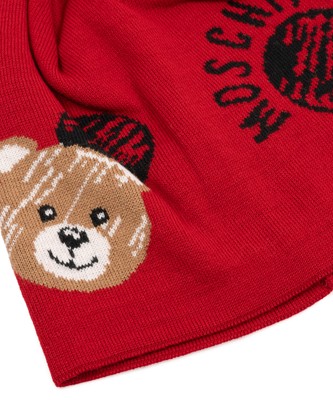 Moschino Red Teddy Bear Graphic Wool Blend Beanie Moschino beanie women teddy bear 65335M2801007 Red wool cap  main image 2