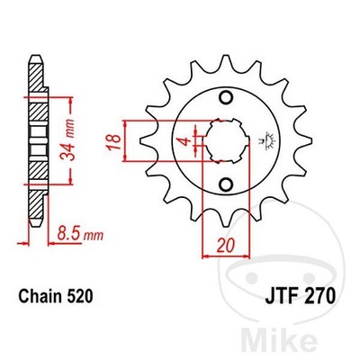 JT SPROCKETS Grobgang-Übertragungsritzel 15T P-520 4 Ø18/20MM
