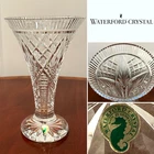 New w/ Label Vintage WATERFORD CRYSTAL 10" Intricately Cut Flared Trumpet Vase