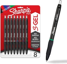 Sharpie S-Gel Pens, Medium Point (0.7mm), Assorted Ink Colors, 8 Count