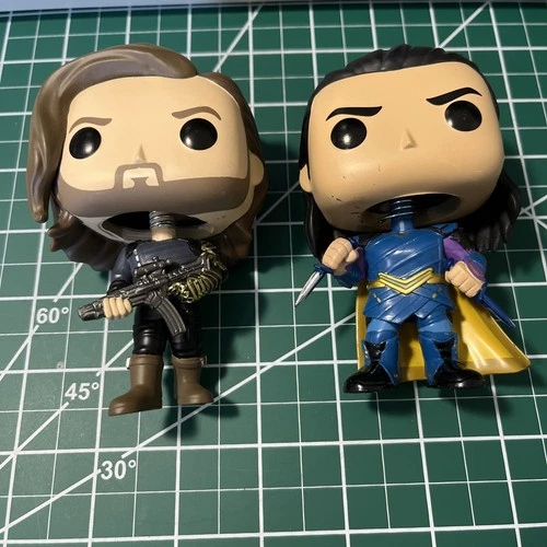 Funko Pop! Marvel: Thor Ragnarok Loki and Bucky Winter Soldier figures lot of 2