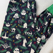 Hanna Andersson Star Wars Christmas Pajama Pants Mens Holiday Navy Green L