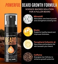 Fuller Hair Growing Beard & Mustache Growth Oil 5% Minoxidil Caffeine Biotin 2oz