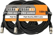 Gearlux 100-Foot 3-Pin Male-to-Female DMX Cable - 2 Pack