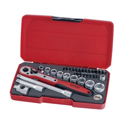 Teng Tools 3/8 Inch Socket Set 6 pt 34 Pieces T3834