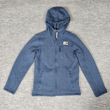 The North Face Heather Blue Boys Full Zip Jacket L 14/16 Fleece Knit Coat Youth