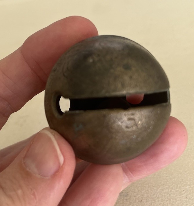 Antique Brass Crotal  Sleigh Petal Bell 1800s Number 5 -GREAT Ring!