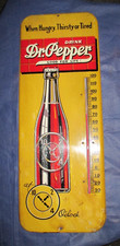 Vintage DR PEPPER Soda Thermometer Tin Sign