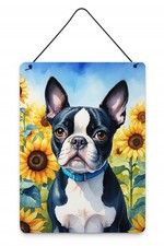 Caroline's Treasures Boston Terrier in Sunflowers Wall or Door Hanging Print