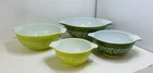 Set of 4 Green Vintage Pyrex SPRING BLOSSOM Cinderella Bowl Set 441 442 443 444