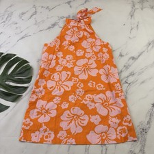 J.Crew Bow Neck Shift Mini Dress Size 6 Orange Pink Floral Pockets Bright