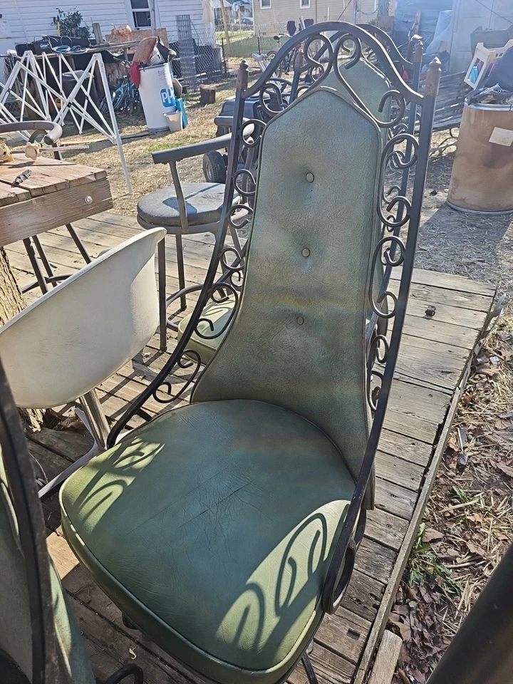 Металлический зеленый винтажный стулья набор из 4 - Изображение 4 из 4