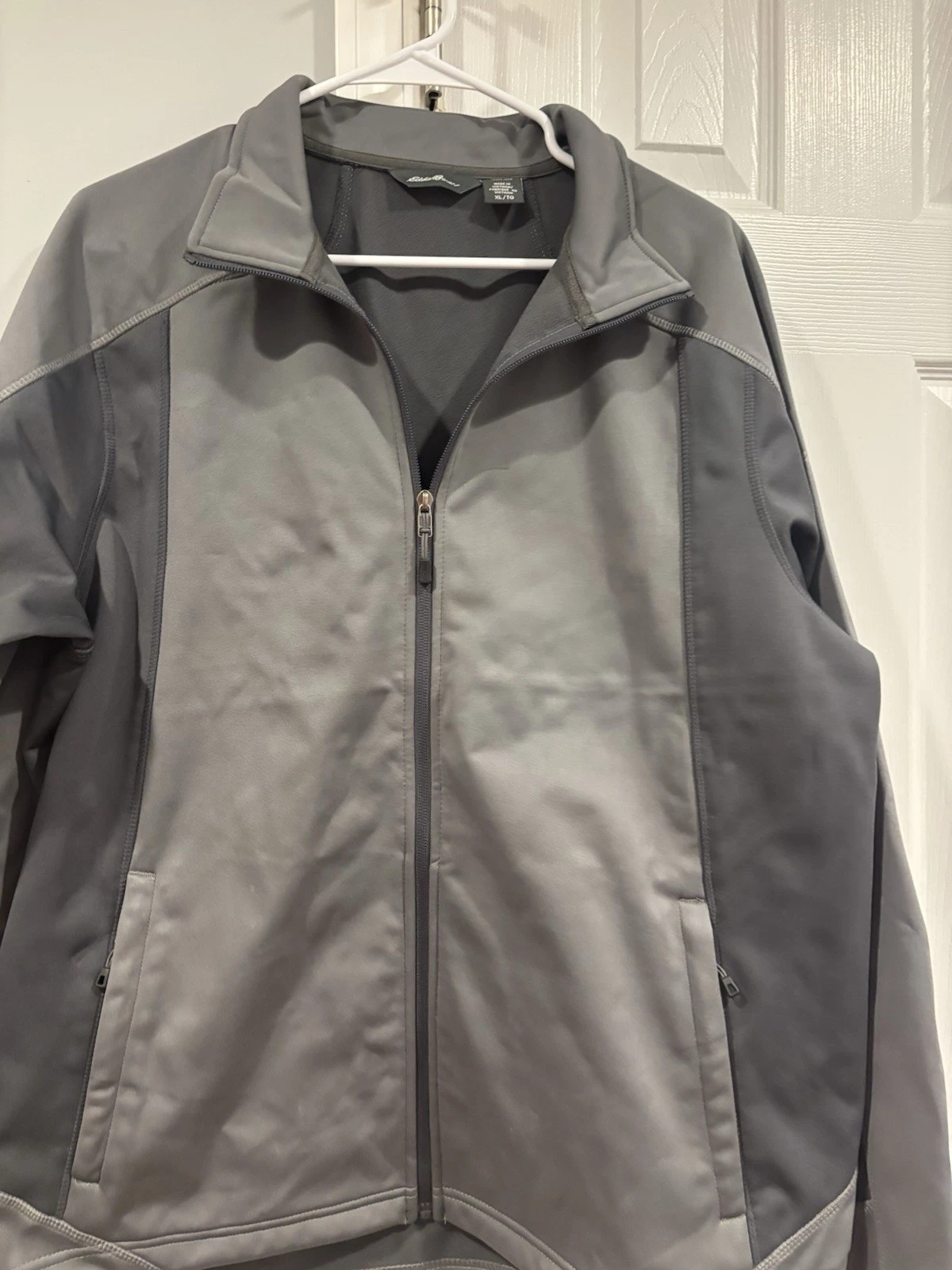 Eddie Bauer Gray Soft shell Jacket Mens Large Full Zip NEW image 1