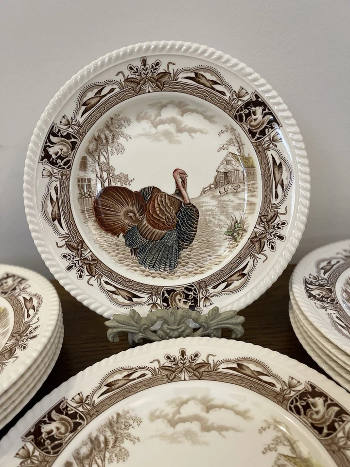 12 platos de cena vintage multicolores Barnyard King hechos por Johnson Brothers Foto 4 de 4