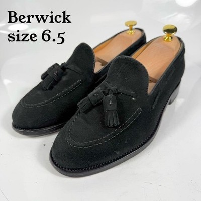 Berwick Tassel Loafer Leder Schuhe Wildleder Schwarz 25cm Herren Größe US...