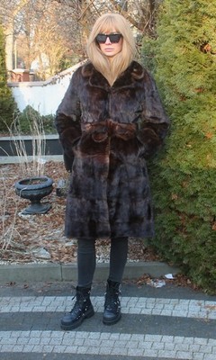 Pelzmantel Echtpelz Nerz 100% Real Ranch Mink Coat Fashion Trench Outwear XXS/XS
