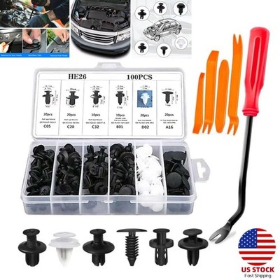 100PCS Bumper Retainer Clips Car Fasteners Push Retainer Kit Push Pin Rivets Set