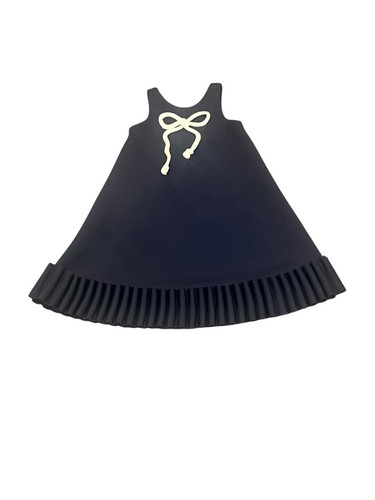 NIKOLIA BOUTIQUE DESIGNER GIRLS 8-9 DRESS BLACK SCUBA SLEEVELESS BOW RUFFLE - Picture 3 of 11