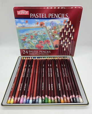 Derwent Pastel Pencils, 4mm Core, Metal Tin, 24 Count (32992)