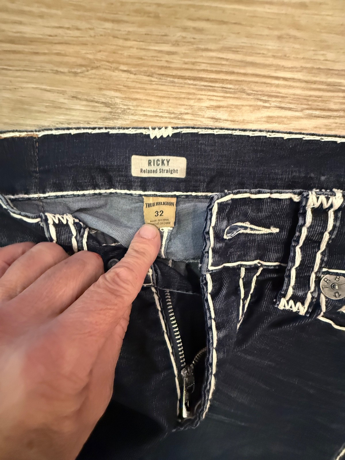 NWT Vintage True Religion Jeans Ricky Super T Midnight Blue Corduroy Pants 32x33 thumbnail 8