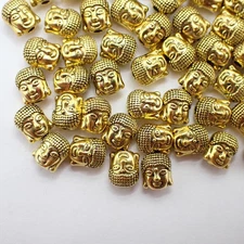 55 pcs brass Buddha head beads metal Buddhist meditation spacers trade Asian lot