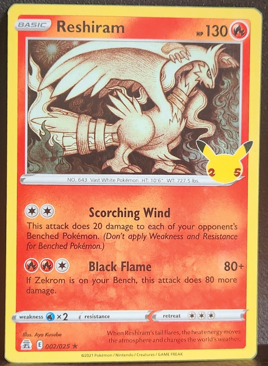 Reshiram - 25th Anniversary Pokemon Celebrations TCG HOLO RARE 002