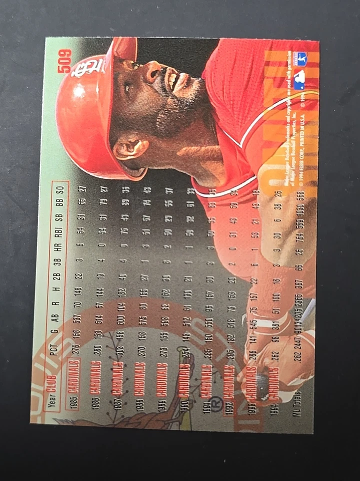1995 Fleer - Ozzie Smith #509 Promo; Stats in Black - Image 2 of 2