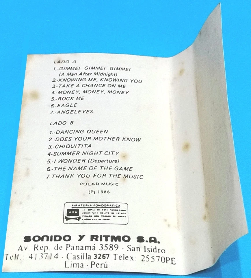 ABBA "Greatest Hits Vol. 2" MADE IN PERU, WHITE PAPER LABEL, CASSETTE (VG+) - Image 3 of 4