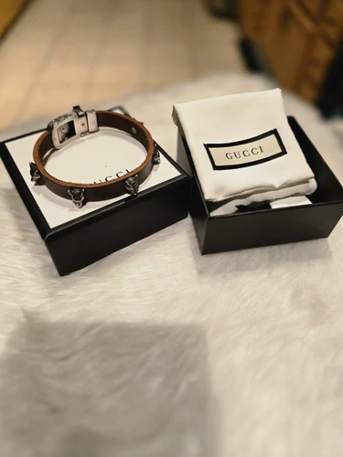 Gucci Anger Wolf Bracciale Pelle Sacchetto Polvere E Scatola Inclusa