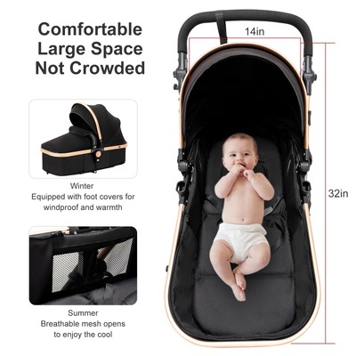 Baby Stroller 3-in-1 Travel System with Car Seat | Adjustable Stroller Combo  BK | eBay