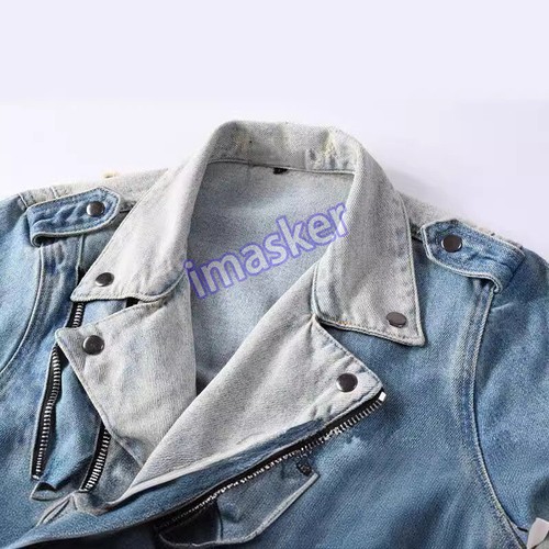American Retro Ripped Herren Motorrad Denim Jacke Slim Fit Reißverschluss Mode Mantel - Bild 2 von 22