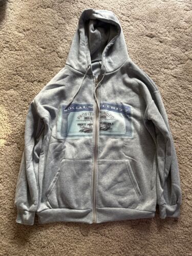 Gray y2k hoodie with profit minded print