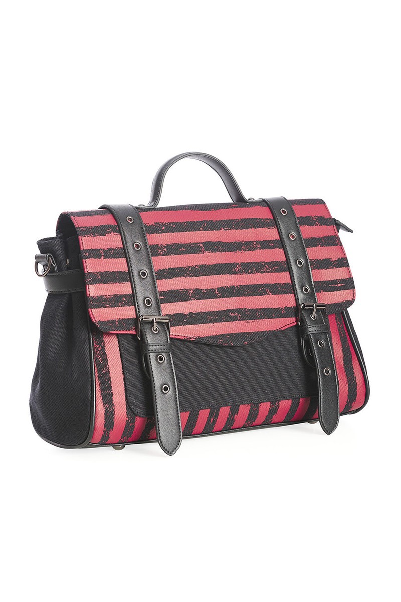 Lost Queen Spooky Nightwalks Distressed Red Striped Punk
